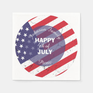 Happy 4th of July Patriotic Family Picnic Napkin