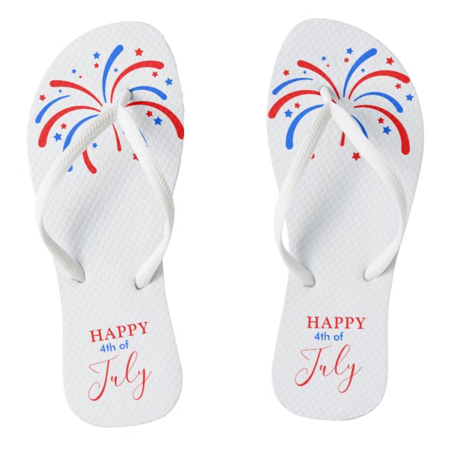Happy 4th of July Patriotic Fireworks Flip Flops (Footbed)