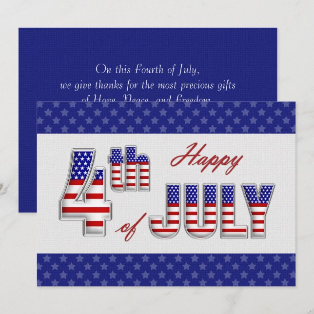 Happy 4th of July. Patriotic Flat Greeting Card (Front/Back)
