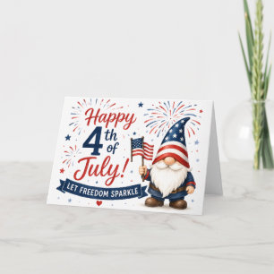 Happy 4th of July Patriotic Gnome Card