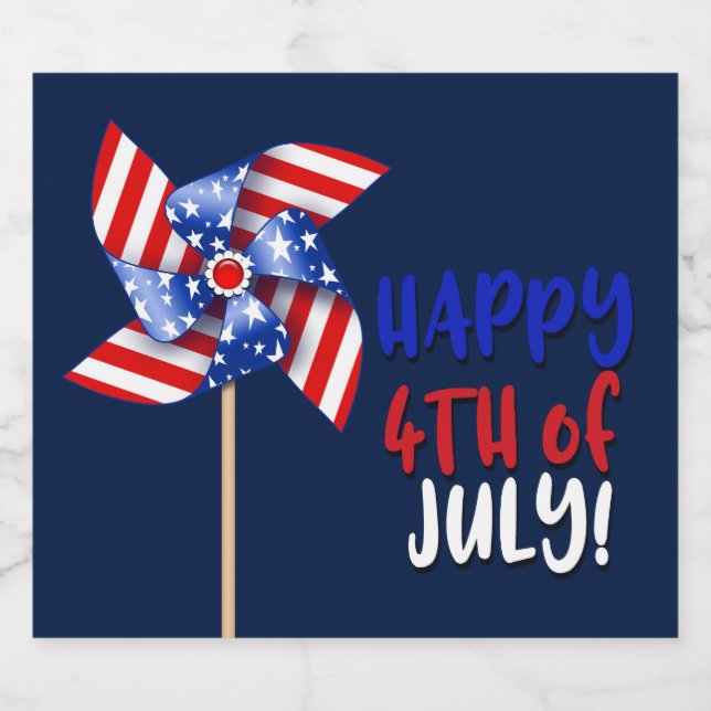 Happy 4th of July! | Patriotic Pinwheel Beer Bottle Label (Single Label)