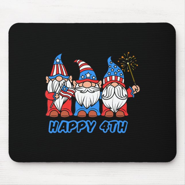 Happy 4th of July Patriotic Pride Gnomes Independe Mouse Mat (Front)