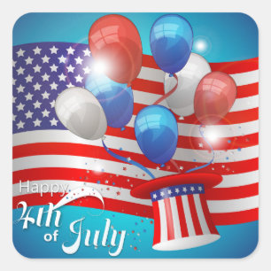 Happy 4th of July Patriotic Square Sticker