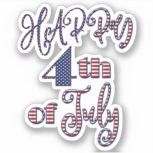 Happy 4th of July Patriotic Stars and Stripes Text