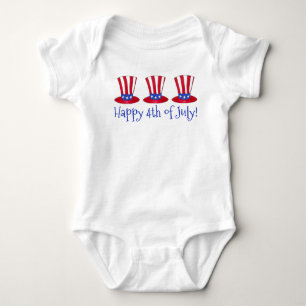 Happy 4th of July Patriotic Uncle Sam Hat America Baby Bodysuit