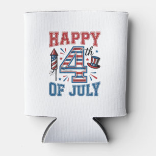 Happy 4th of July Patriotic Vintage Vector Design_ Can Cooler