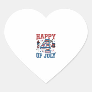 Happy 4th of July Patriotic Vintage Vector Design_ Heart Sticker