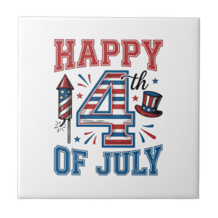 Happy 4th of July Patriotic Vintage Vector Design_ Tile