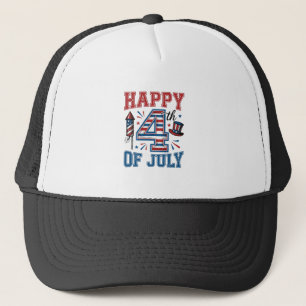 Happy 4th of July Patriotic Vintage Vector Design_ Trucker Hat