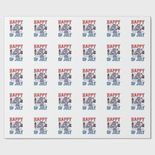 Happy 4th of July Patriotic Vintage Vector Design_ Wrapping Paper