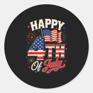 Happy 4th of july patriotism american flag classic round sticker