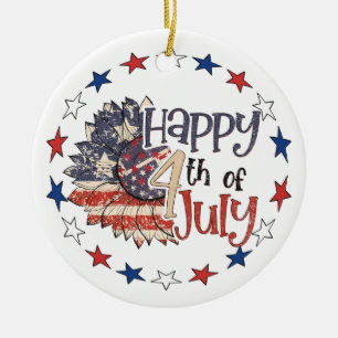 Happy 4th Of July Personalised Photo Ceramic Tree Decoration