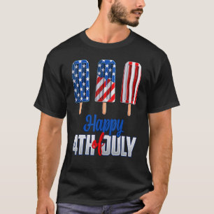 Happy 4th Of July Popsicle Red White Blue American T-Shirt