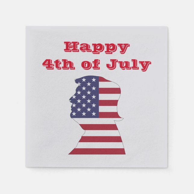 HAPPY 4TH OF JULY, PRESIDENT TRUMP FLAG SILHOUETTE NAPKIN (Front)
