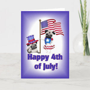 Happy 4th of July Pug Card