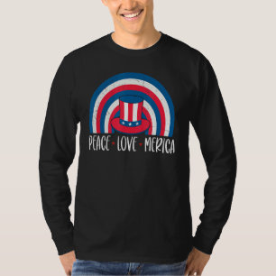Happy 4th Of July Rainbow Peace Love Merica Boys K T-Shirt