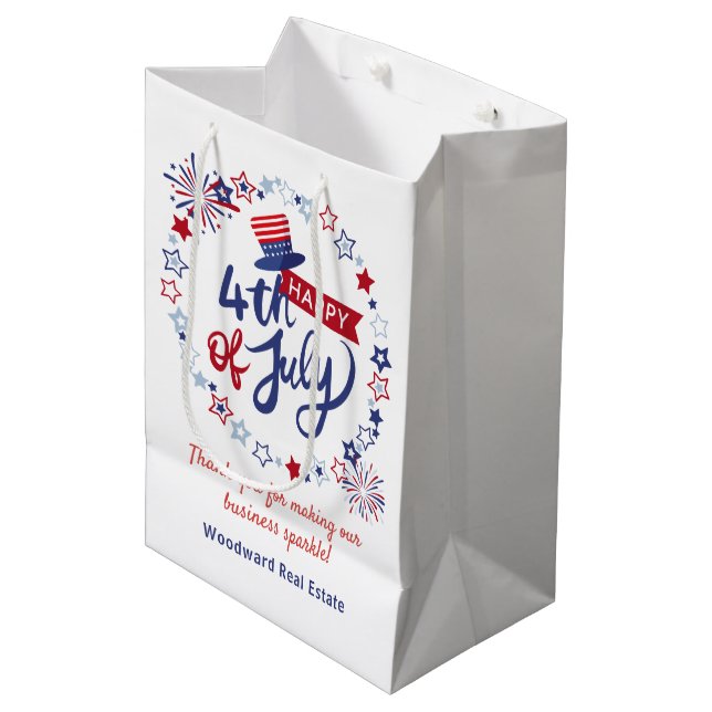 Happy 4th of July | Real Estate Business Sparkle  Medium Gift Bag (Front Angled)