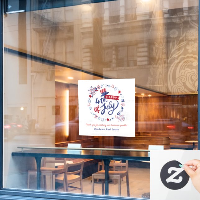 Happy 4th of July | Real Estate Office Decoration  Window Cling (Cafe Window)