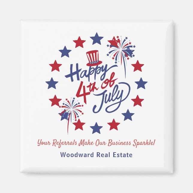 Happy 4th of July Real Estate Referral Marketing  Magnet (Front)