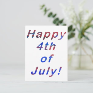 Happy 4th of July, Red Blue Blend Letters Postcard