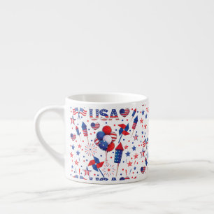 Happy 4th of July Red Blue Cute Party  Espresso Cup