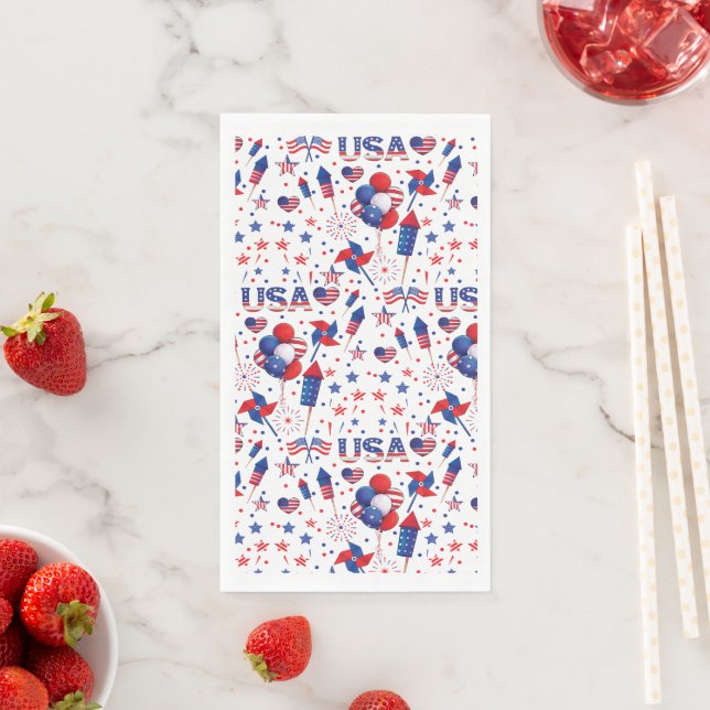 Happy 4th of July Red Blue Cute Party  Napkin (Insitu)