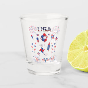 Happy 4th of July Red Blue Cute Party Shot Glass