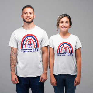 Happy 4th of July Red White and Blue Boho Design T-Shirt