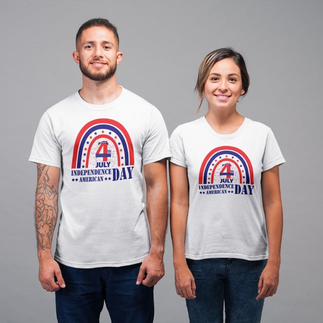 Happy 4th of July Red White and Blue Boho Design T-Shirt (Creator Uploaded)