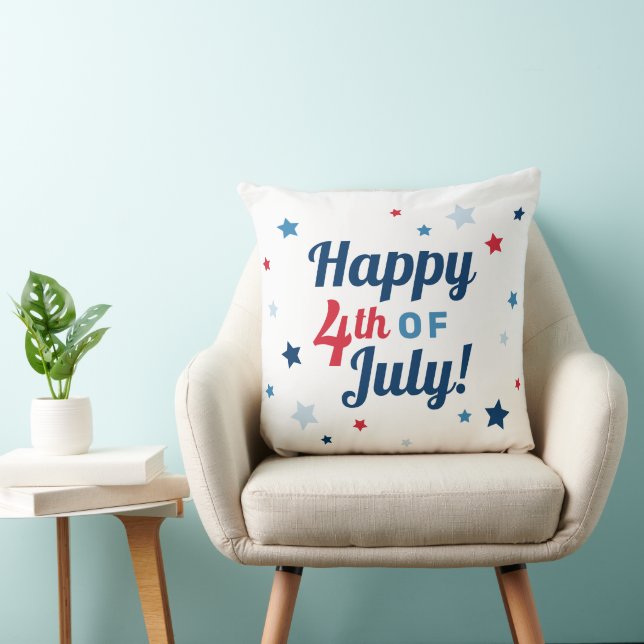 Happy 4th of July Red White and Blue Patriotic Cushion (Chair)