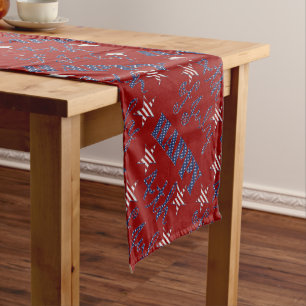 Happy 4th of July Red White Blue Stars and Stripes Short Table Runner