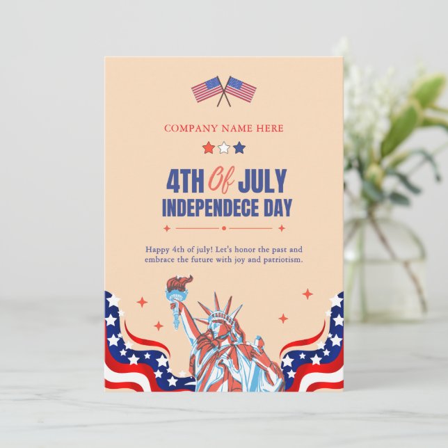 Happy 4th of July | Red White Blue Stars & Stripes Holiday Card (Standing Front)