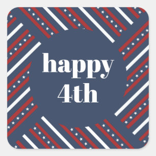 Happy 4th of July Red White Blue Stars & Stripes  Square Sticker