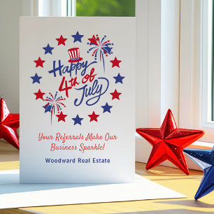 Happy 4th of July Referrals Make Business Sparkle  Thank You Card