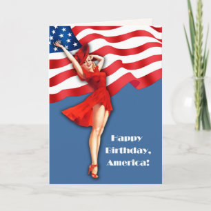 Happy 4th of July. Retro Pin-up Card