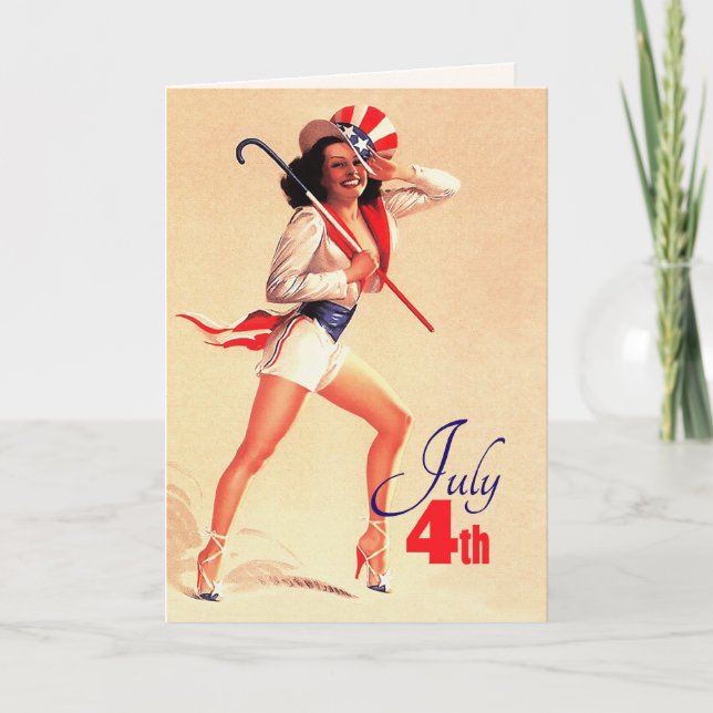 Happy 4th of July. Retro Pin-up  Card (Front)