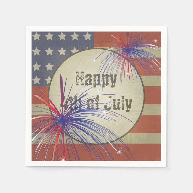 Happy 4th of July | Rustic Vintage Napkin (Front)