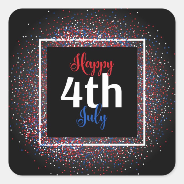 Happy 4th of July  Square Sticker (Front)