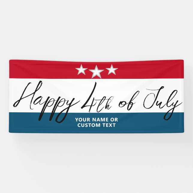 Happy 4th of July Stars And Stripes Family Reunion Banner (Horizontal)