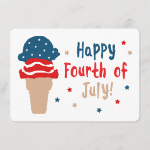 Happy 4th of July Stars and Stripes Ice Cream Invitation