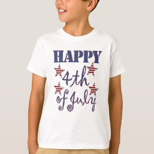 Happy 4th of July Stars and Stripes Typography T-Shirt