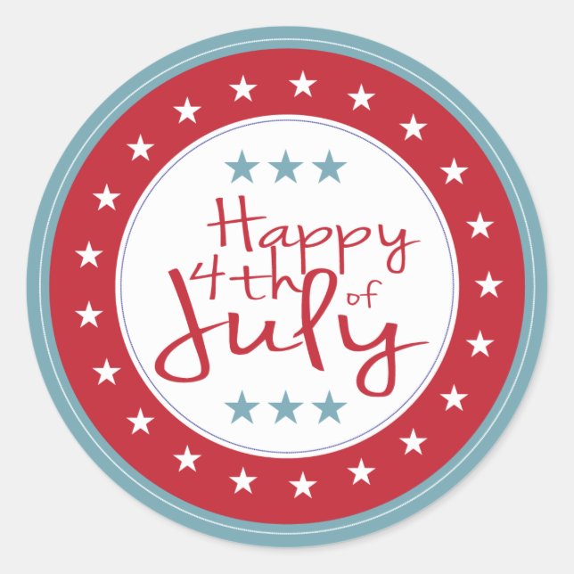 Happy 4th of July Stars Stickers (Front)
