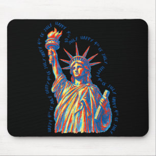 Happy 4th Of July Statue Of Liberty Retro Mouse Mat