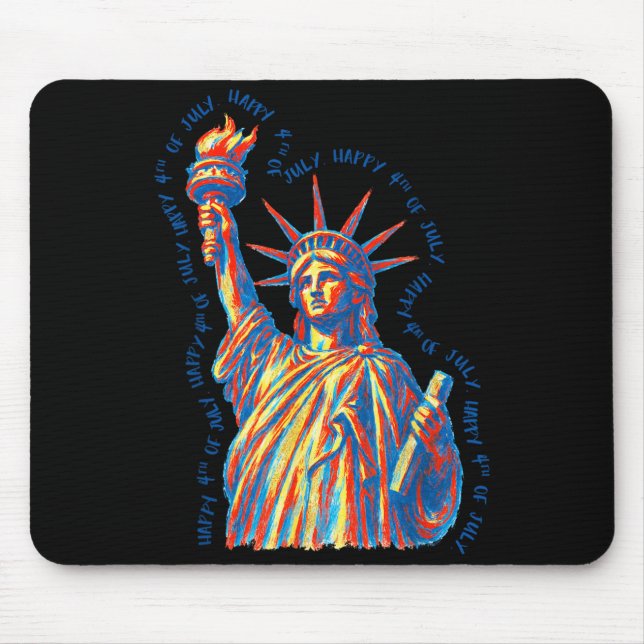 Happy 4th Of July Statue Of Liberty Retro Mouse Mat (Front)