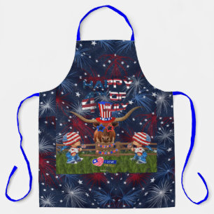 Happy 4th Of July Texas LongHorn Style! Apron