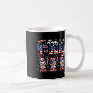 Happy 4th Of July Three Cute Ferrets Sungles Flag Coffee Mug