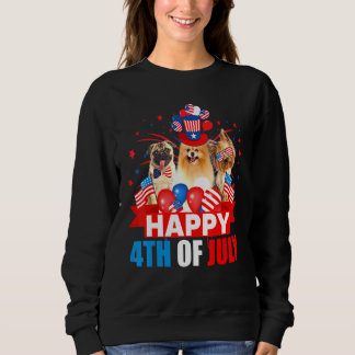 Happy 4th Of July Three Pride American Flag Dog Sweatshirt