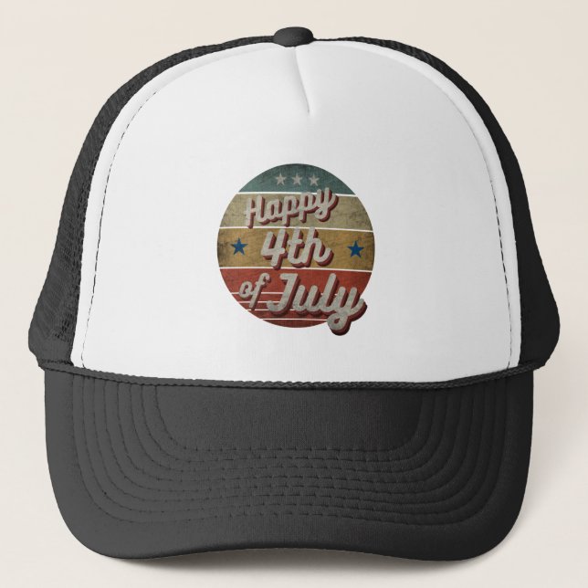 HAPPY 4TH OF JULY  TRUCKER HAT (Front)