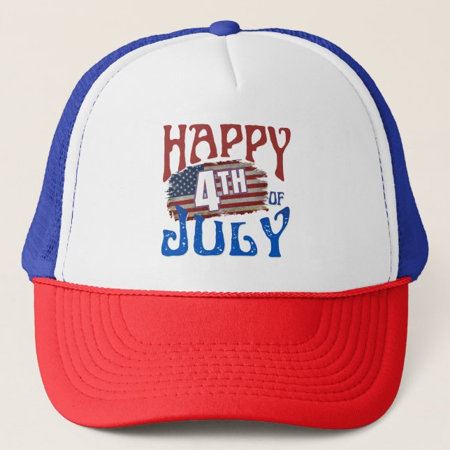HAPPY 4TH OF JULY TRUCKER HAT (Front)