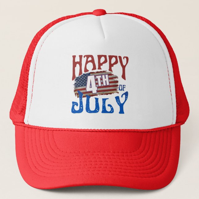 HAPPY 4TH OF JULY TRUCKER HAT (Front)